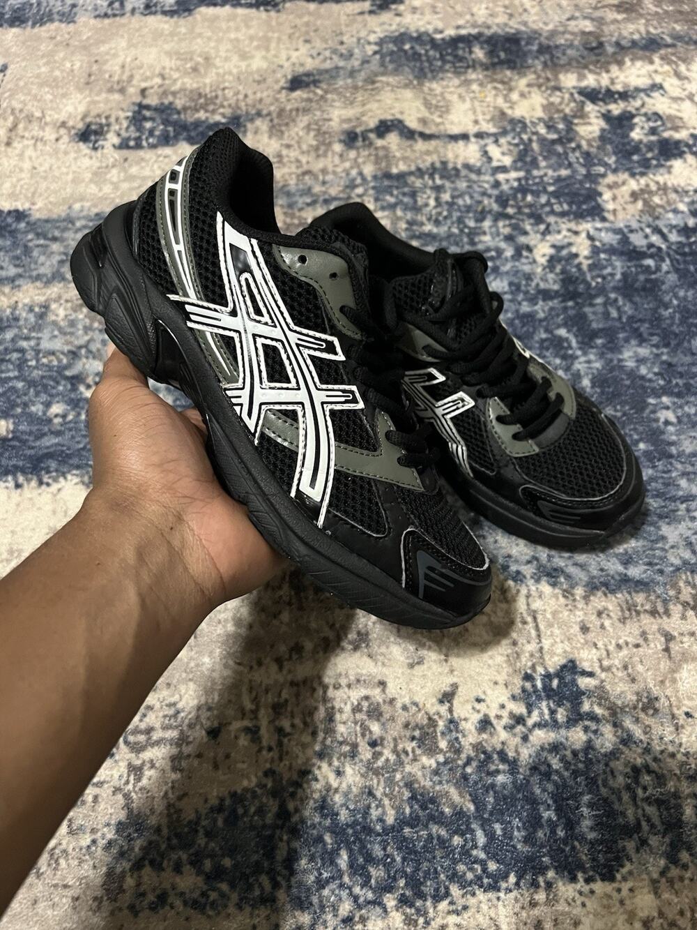 Size 7.5M-ASICS GEL-1130 Black Glacier Grey Men's Athletic Sneakers